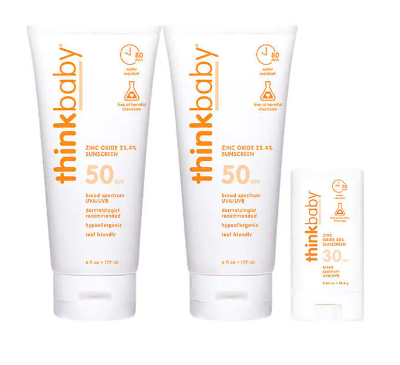 Thinkbaby Sunscreen Lotion SPF 50, 6 fl oz Duo and Sunscreen Stick SPF 30, 0.64 oz